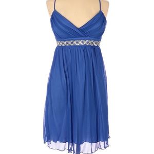 Blue Spaghetti Strap Cocktail Dress